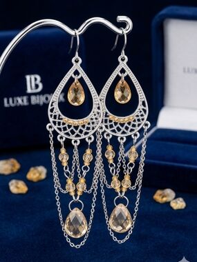 Gold Teardrop Chandelier Earrings